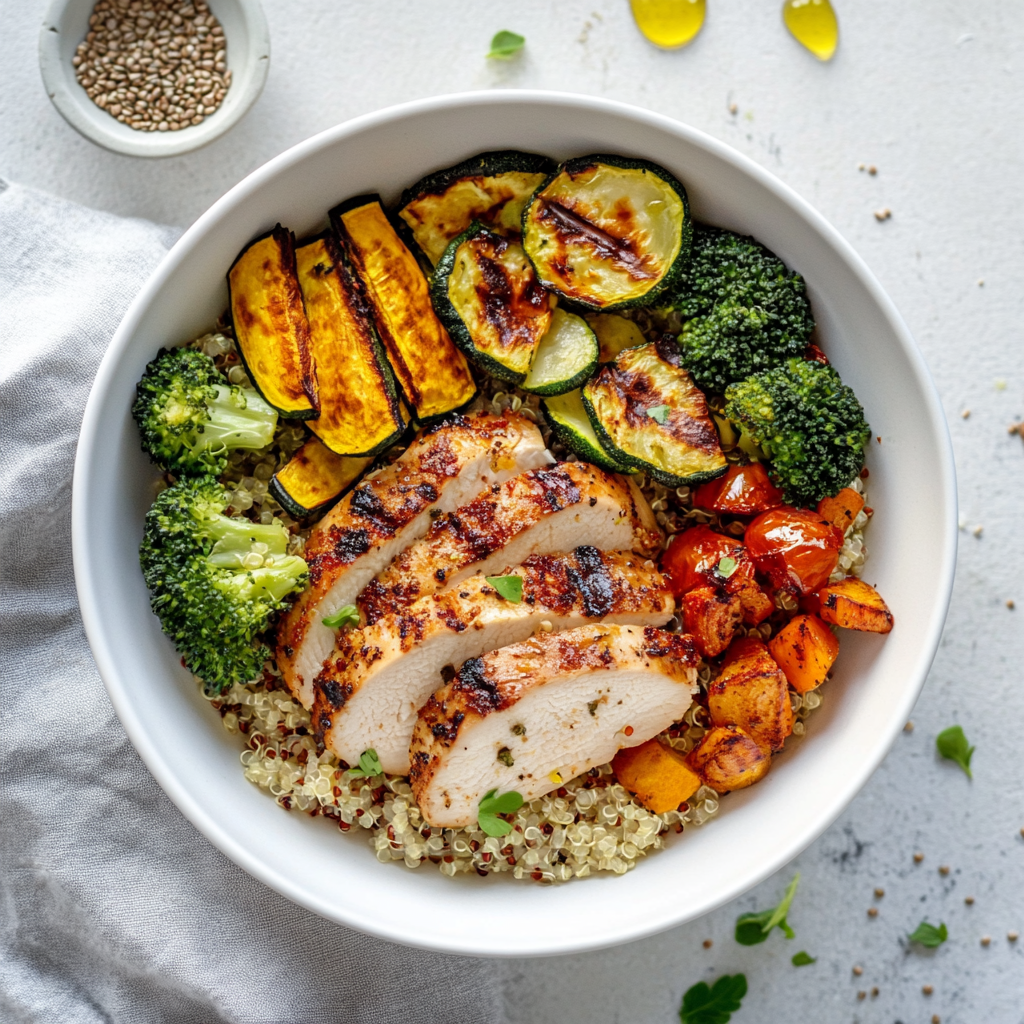 Kip-Quinoa Bowl recept yellow gym