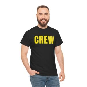 CAMERA CREW EDITION T-Shirt โ CREW Rugprint + BEHIND THE GAINS Slogan