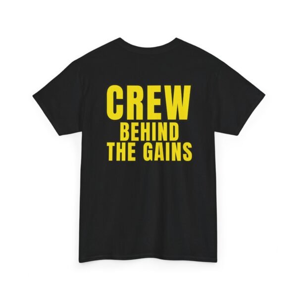 CAMERA CREW EDITION T-Shirt – CREW Rugprint + BEHIND THE GAINS Slogan - Image 5