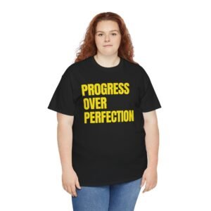 Yellowgym™ PROGRESS™ T-Shirt – PROGRESS OVER PERFECTION + #YellowGym (Motivational Tee)